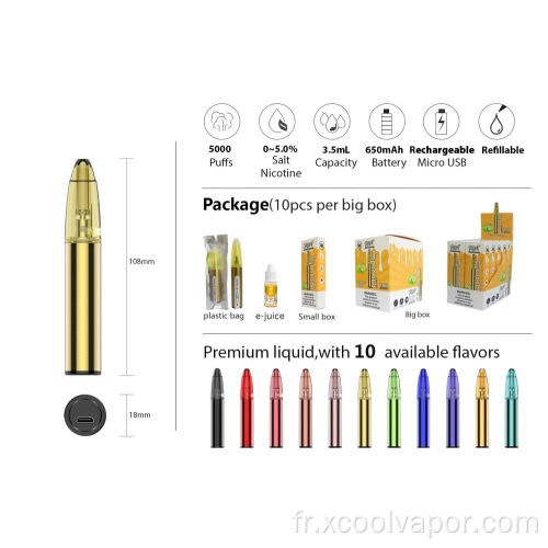 Whosale rechargeable Vape Cigarette électronique 5000buffs